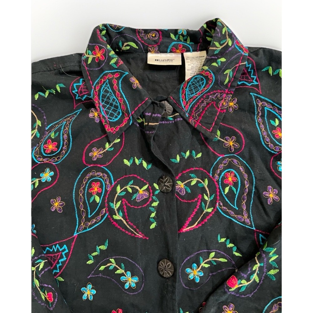 Units Woman All Over Embroidered Jacket Vtg 3X Paisley Linen/cotton India Boho